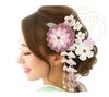 Hair Ornament Suitable for and Includes Flower Kanzashi Hair Accessories 4-piece Set, Tsumami-zaiku (hand-crafted), Coming-of-age Ceremonies,