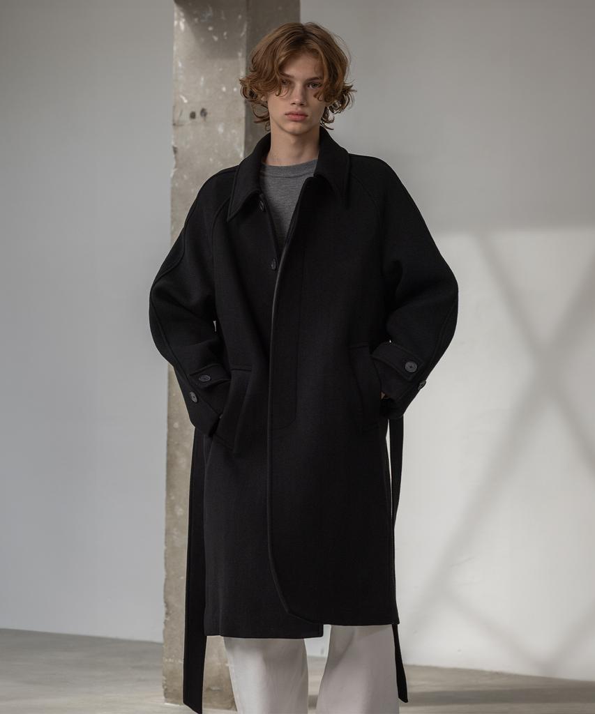 Decoroso Trium Balmacaan Wool Robe Coat [Black]