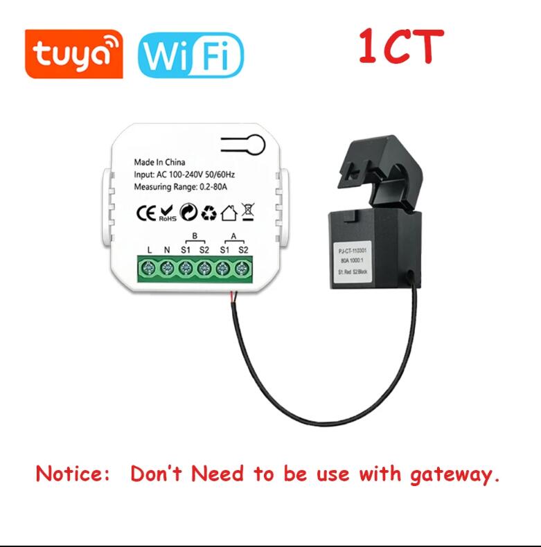 Tuya Wifi/ZigBee Intelligent Energy Meter Solar PV System Power Production Consumption Bidirectional Monitoring Meter APP1CT 2CT