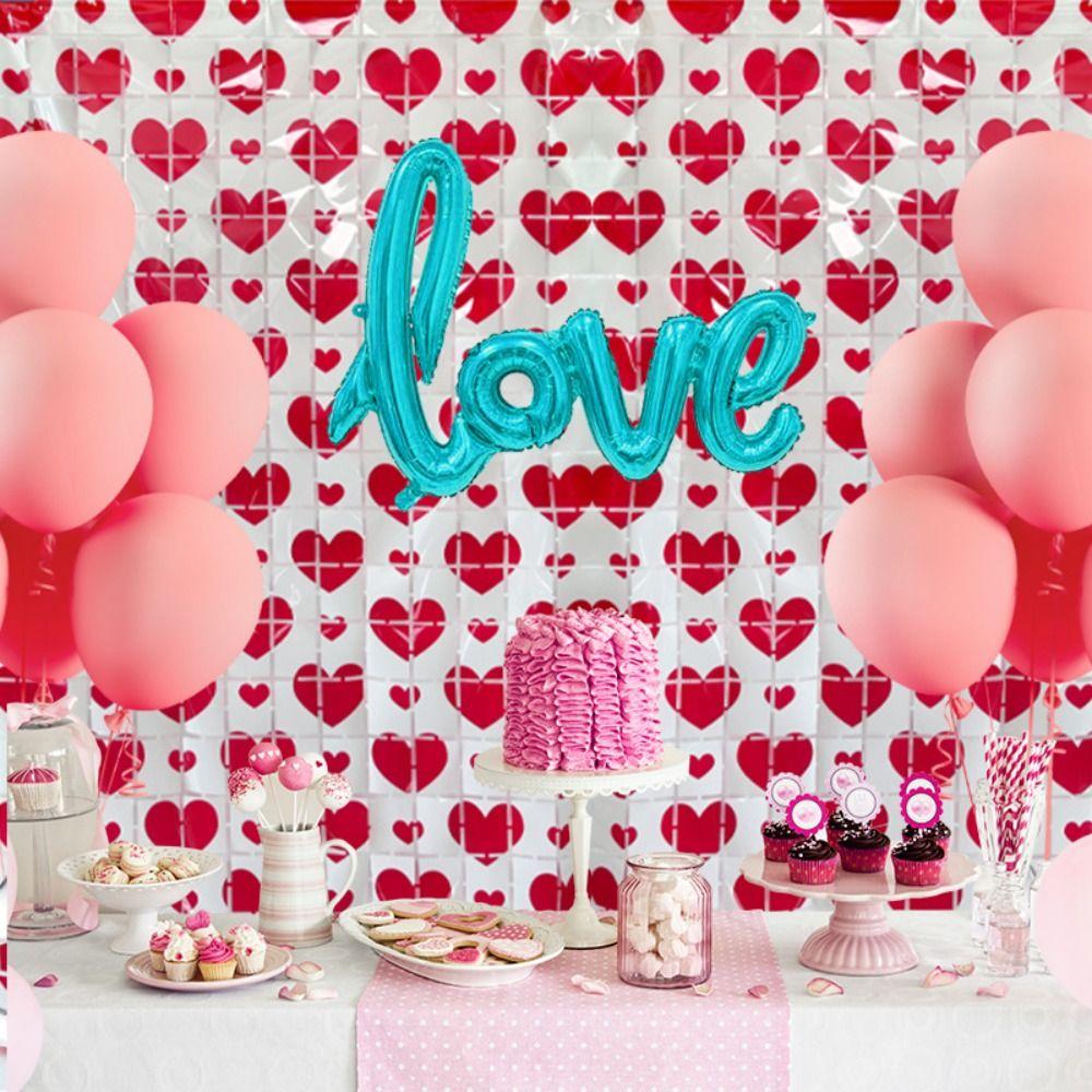 Hanging Valentine's Day Party Backdrop Foldable Streamers Curtains Valentines Day