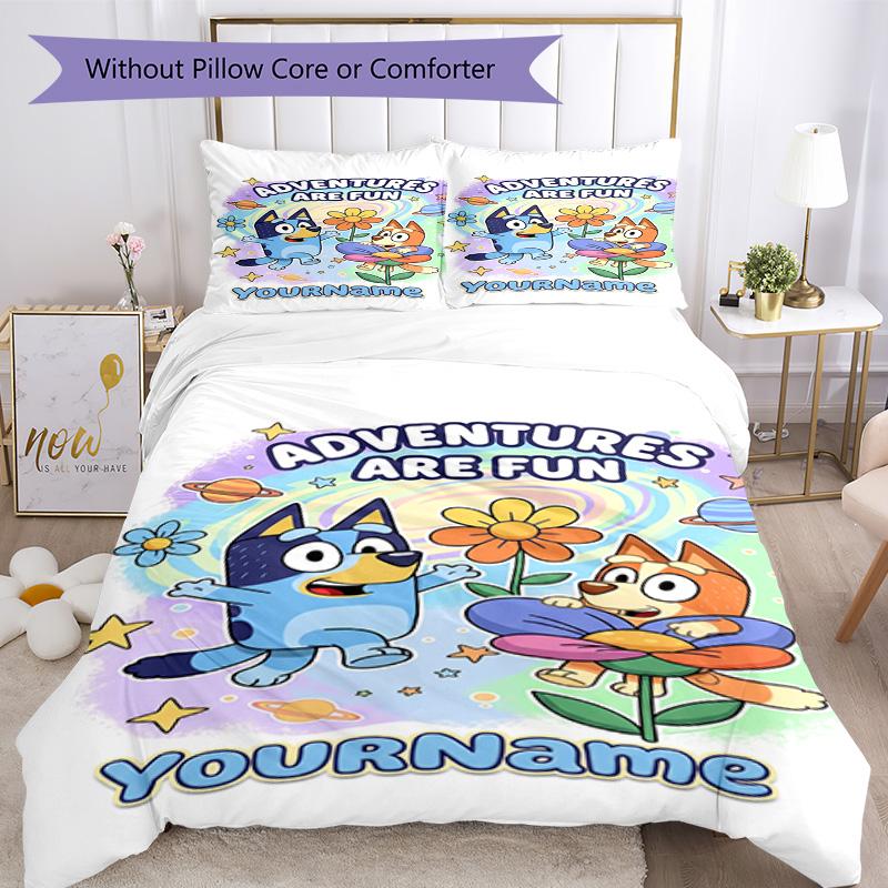 Bluey 130 Customize your name Bedding Set Breathable Duvet Cover with Pillowcases Home Decoration Birthday Gift