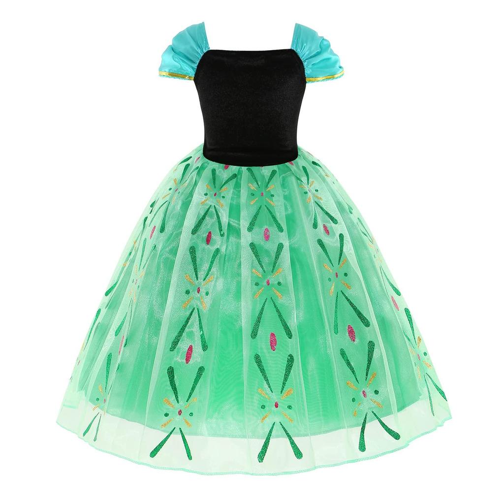 Princess Costume for Girls Green Dress Up with Accessories for Toddler Cosplay Christmas Birthday Party