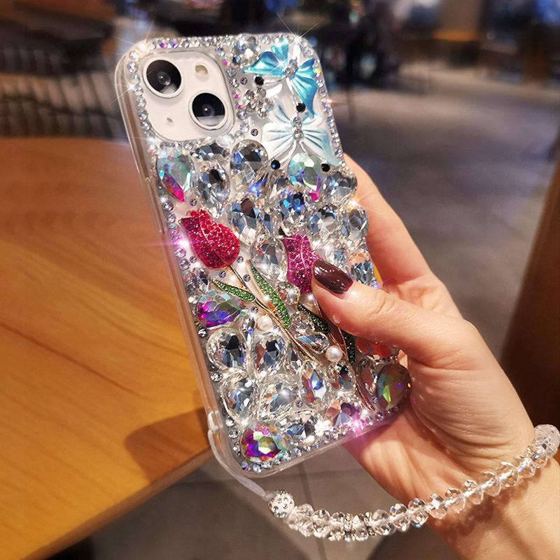 Подходит для чехла для мобильного телефона IPhone16Promax с бриллиантами и стразами 14 Apple 15 Защитный чехол 13 Креативная роскошь