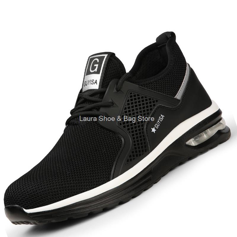 Модные мужские защитные ботинки на воздушной подушке, рабочие туфли со стальным носком, кроссовки с защитой от проколов для рабочих, рабочие защитные ботинки, дышащие, промышленные