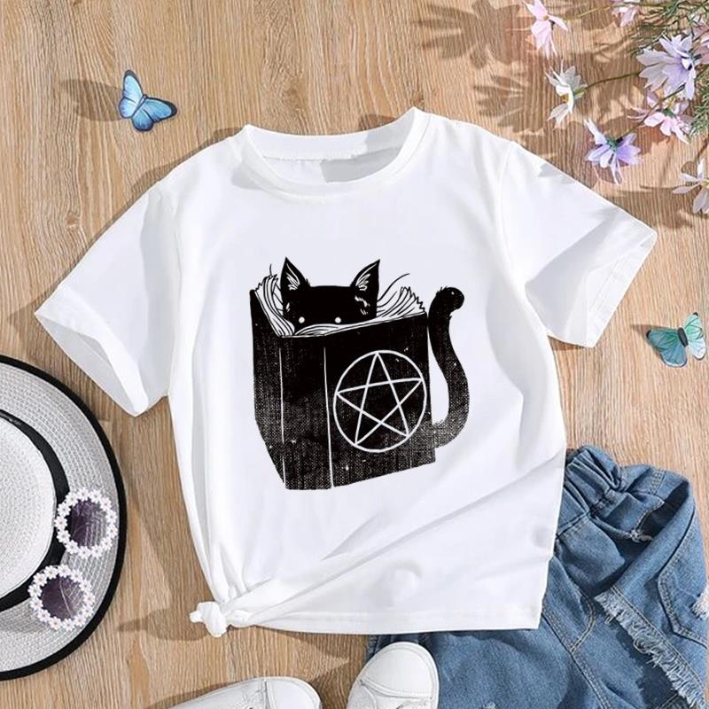 (Asian Size) Women Fashion T Shirt Cute Pet Cat 90s Trend Clothing Print Tee Top Woman Female Short Sleeve Graphic T-shirts