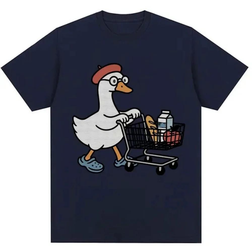 Fun Silly Goose Shopping Cute Goose Lovers Summer Unisex Loose Casual Short Sleeve Women And Unisex Comfortable TShirt