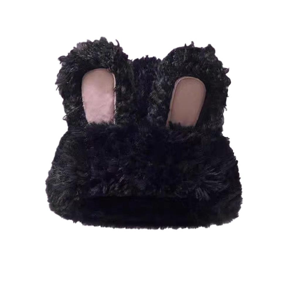 Elastic Rabbit Ear Beanies Solid Color Winter Outdoor Warm Cap Knitted Plush Hat Autumn Winter