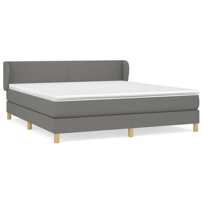Maison Exclusive - Sommier à lattes de lit avec matelas Gris foncé 160x200cm Tissu