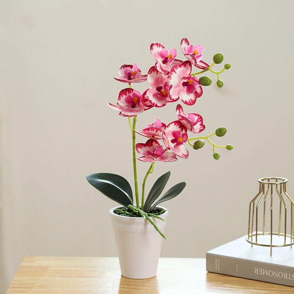 Яркая искусственная орхидея бонсай в горшке Real Touch искусственная орхидея цветочный сад украшение дома
