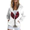 Women's Christmas Printed Sweatshirt Autumn Winter Long Sleeve Cardigan Jacket With Pockets Zipper Hoodie Outerwear