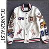 Men's Color Block Patchwork Embroidered Jacket: Spring & Autumn Loose Fit, Trendy Baseball Style Casual Streetwear Coat