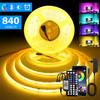 12В Wi-Fi Bluetooth RGB COB Светодиодная лента Пульт ДУ 44 клавиши 24 клавиши Комплект питания 840 светодиодов/м Гибкая световая лента Декор для дома 1 2 рулона