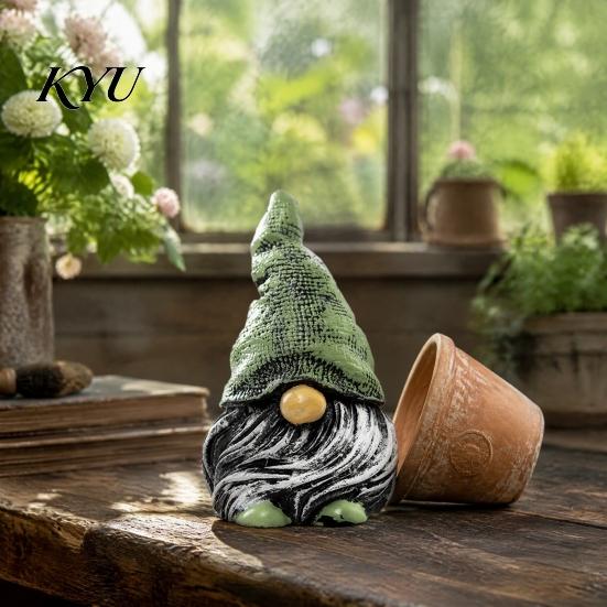 Waterproof Balcony Accents Colorful Hat Gnome Resin Statue, Faceless Dwarf Figurine with Wrinkled Hat, Holiday Garden Ornaments Ornament, Indoor
