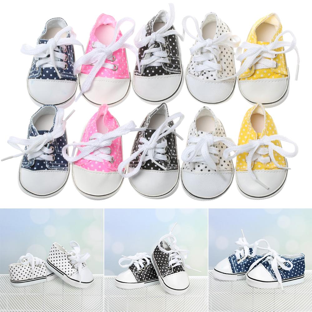7cm Handmade 18 Inches Doll Toys Doll Accessories Wave point Shoes Canvas Shoes Doll Shoes