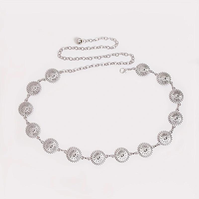 Daisy Metal Decorated Flower Carved Waist Chain Women Fashion Waist Jewelry