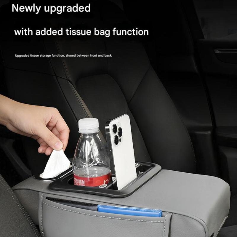 Многофункциональная автомобильная подлокотник-бокс, кожаная подушка с 2 USB-портами для быстрой зарядки и местом для хранения