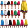 Womens Flamenco Dance Skirt Colorful Stripe Hem Elastic Waistband Folk Dancing Stage Performance Costume