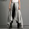 Men Pleated Front Cut Out Pantskirts Casual Layers Skirt Kilts