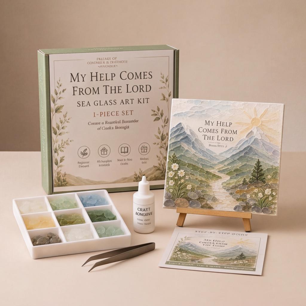 Comfort and Strength Poems Sea Glass Art Set Country Path