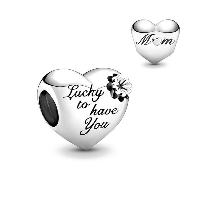 New 925 Silver Heart Shape Love Family Flower Rainbow Diy Fine Beads Fit Original Pendant Charms Silver 925 Bracelet Jewelry