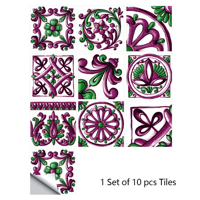 Ретро Абстрактный Принт Наклейки Плитка Ванная Мозаика Виниловая Плитка Кухня Самоклеящаяся Бордюр Наклейки на Стену Водонепроницаемые Обои Арт Мурал