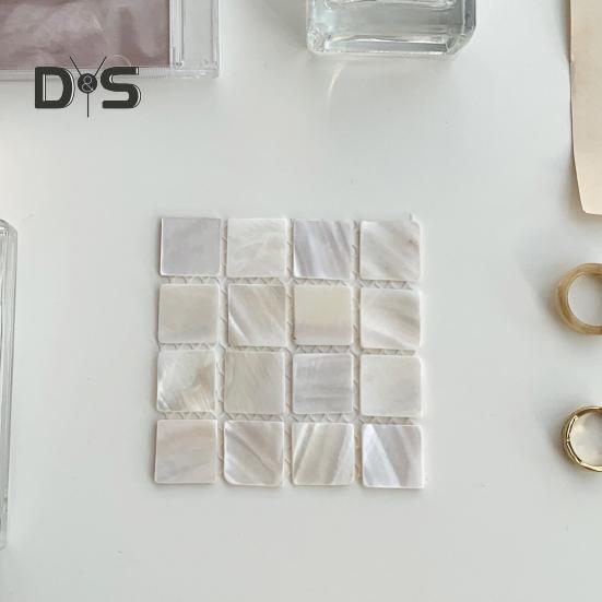 Natural Shell Square Coaster Mosaic Heat Insulation Home Decoration Placemats Photography Props Mats for Family Dining Table Coffee Shop