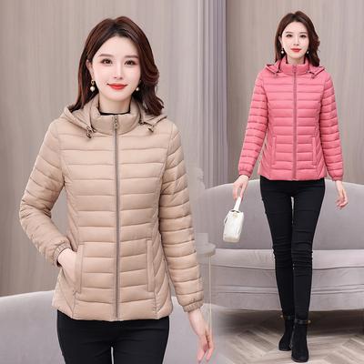 Хлопковая куртка, Женская, Зима 2025, Короткая, Со съемным капюшоном, Универсальная, Легкая и теплая куртка, Холодостойкая маленькая хлопковая куртка