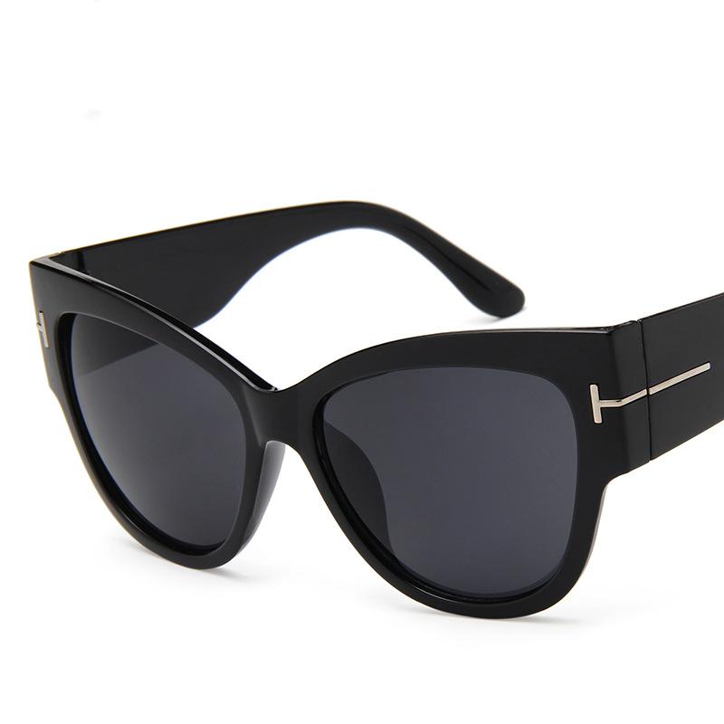 Trendy Unisex Women's T-shaped Fashion Men Retro Dark Glasses Large Frame Sunglasses