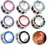 1 Pair Multicolour Crystal Ear Plug Steel Screw Fit Stretcher 8g ( 3mm ) - 1" ( 25mm ) Gauge Flesh Tunnel Expander