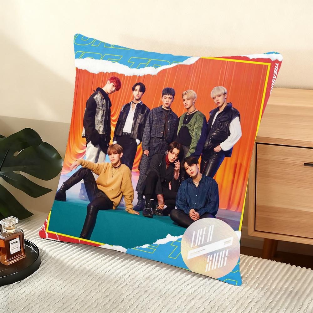 Подушка с обложкой альбома Ateez, шелковистый короткий плюш, чехол для подушки дивана, скрытая молния, домашний декор