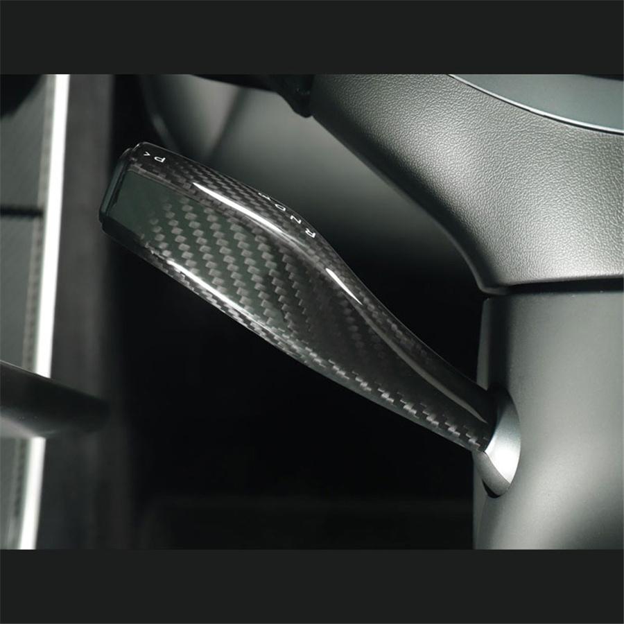 For Tesla Model 3 Y Gear Shift Cover Steering Wheel Accessories Glossy Carbon Fiber Look