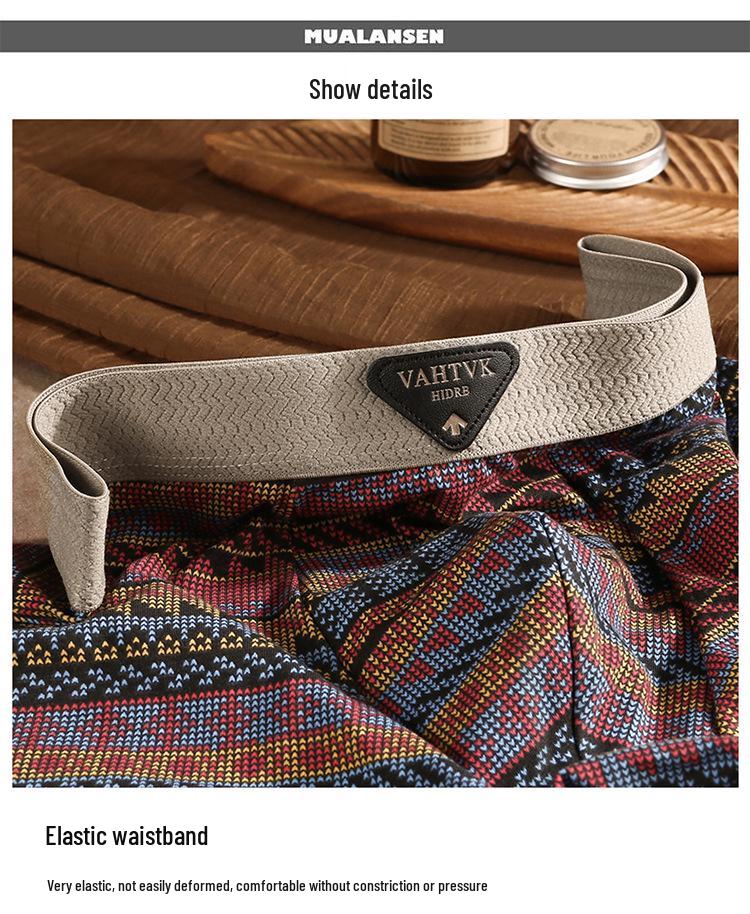 Мужские боксеры из чистого хлопка в этническом стиле - Удобные, дышащие, средней посадки, в американском стиле легкой роскоши