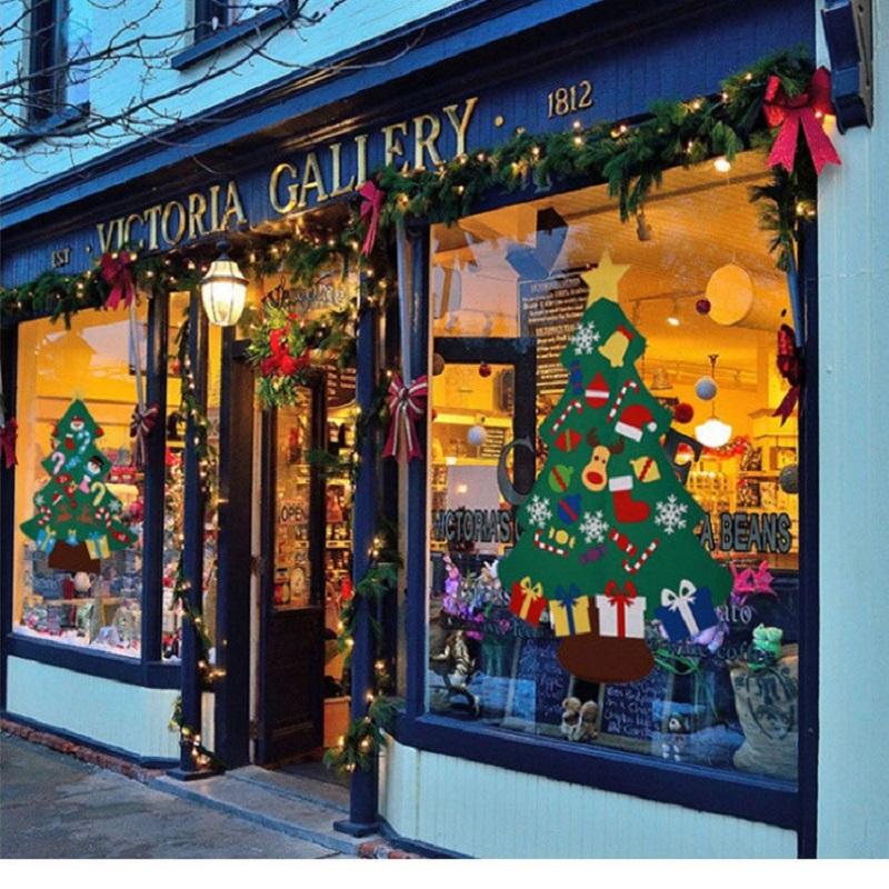 Войлочная рождественская елка с гирляндой, настенное украшение в виде рождественской елки, наборы для рукоделия для детей, подарки 2025, праздничные принадлежности для Навидада