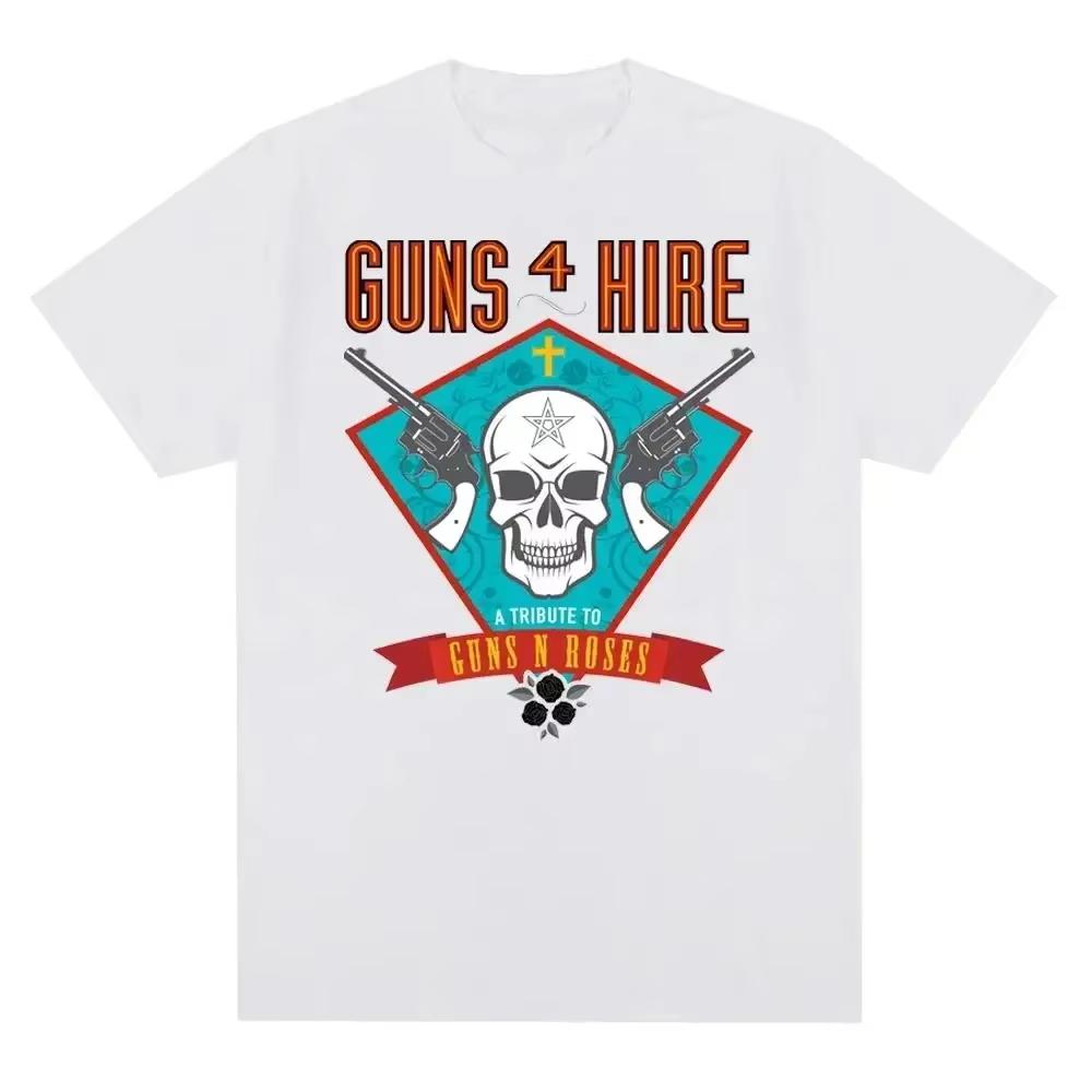Футболка с графическим принтом Guns N Roses Винтажная Рок-группа Уличный стиль Короткий рукав Модная футболка с круглым вырезом Женская футболка Унисекс
