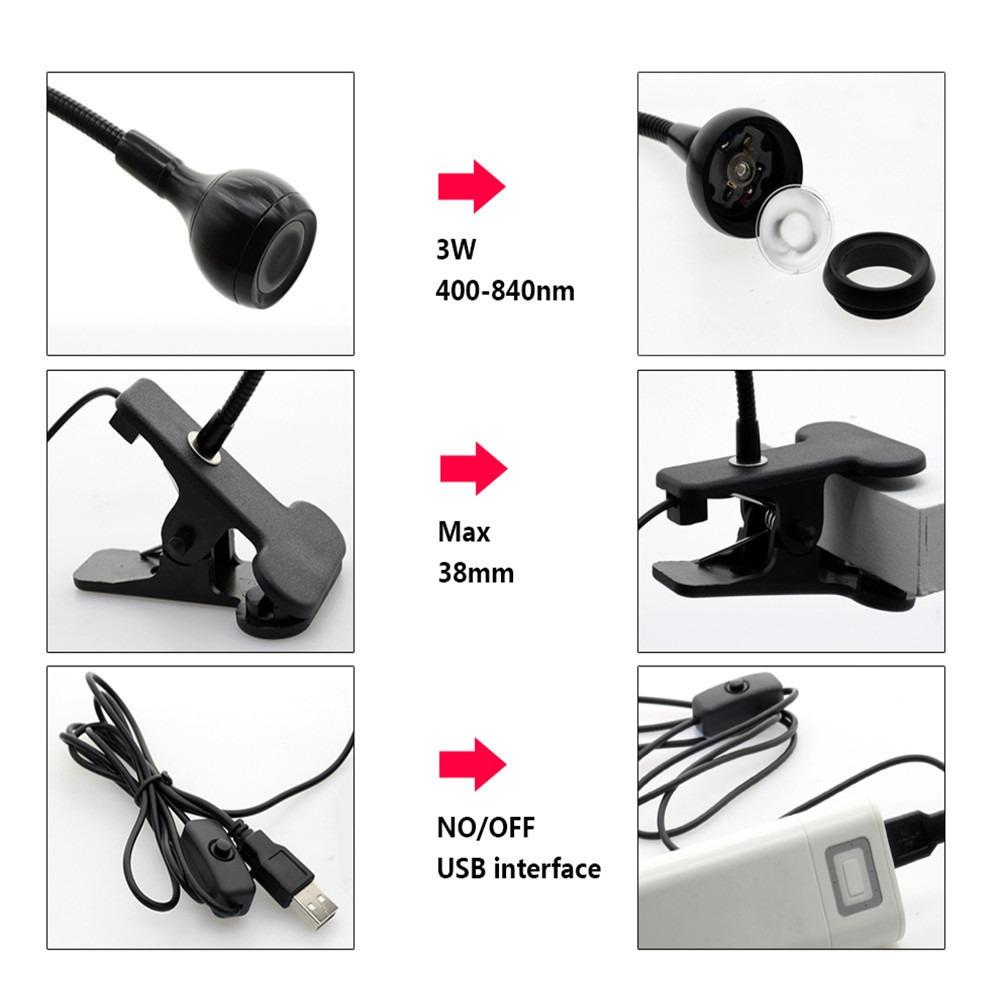 Сушилка для ногтей, УФ-лампа для ногтей, длина волны, зажим для стола, мини-USB для гелевых ногтей, инструменты для маникюрного салона