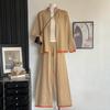 Европейско-американский набор из вязаной верхней одежды и брюк с вышивкой скачущей лошади и цветовыми блоками