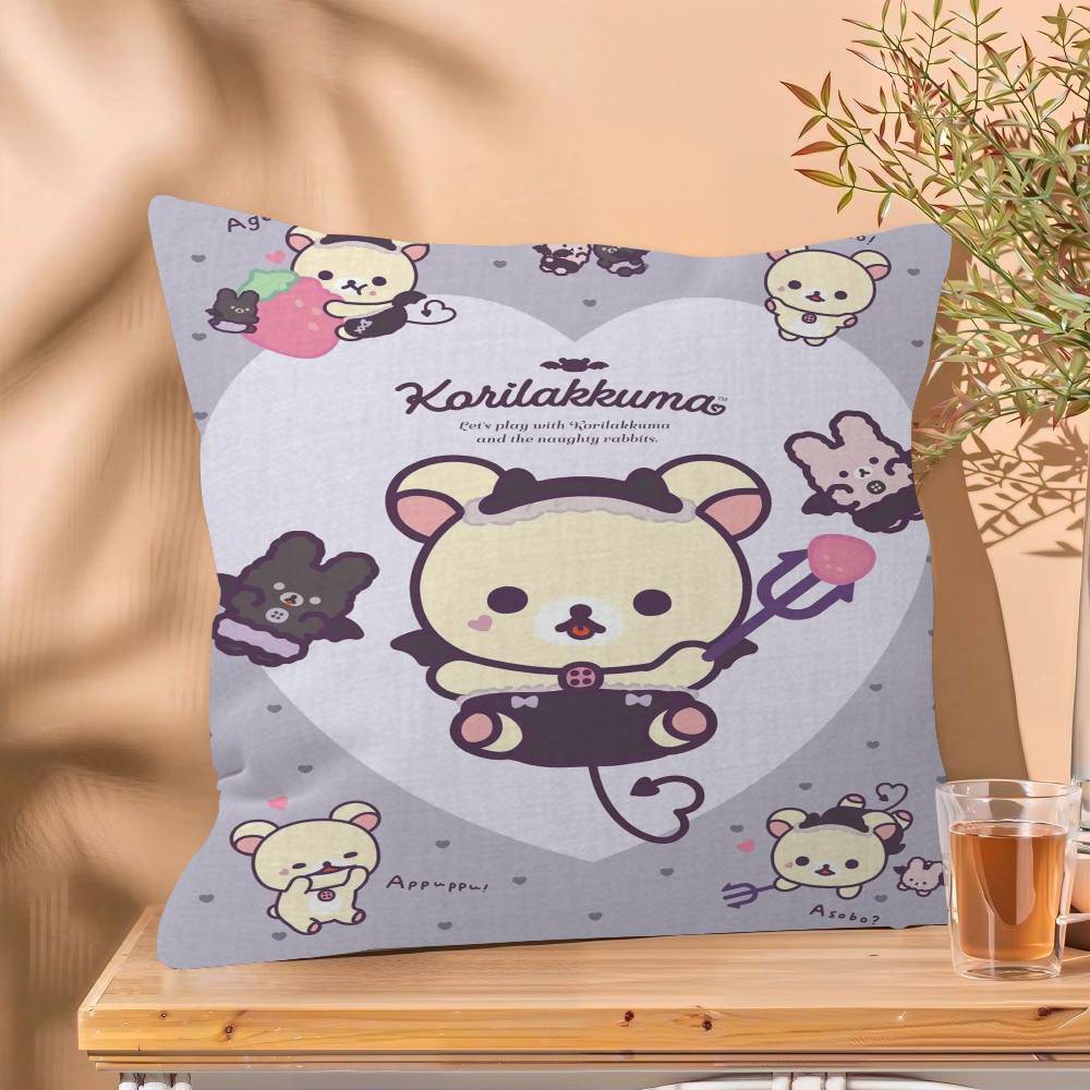 Милая мультяшная аниме наволочка для подушки Rilakkuma, чехол для подушки, декоративная наволочка для дивана в гостиной, домашний декор, на заказ