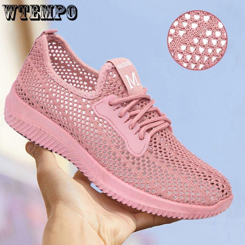 Летние женские кроссовки из дышащей сетки, спортивная обувь с отверстиями, прочная и нескользящая, идеально подходит для повседневной носки
