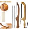 Нож для нарезки хлеба с зазубренным лезвием, резак для бубликов из нержавеющей стали, портативный инструмент для резки хлеба с бамбуковой ручкой