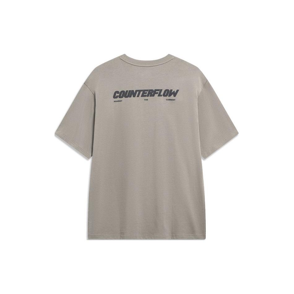 Футболка унисекс с коротким рукавом и заниженной линией плеч Li Ning CF Letter Round Neck, цвет гранатово-желтый AHSUB19-3