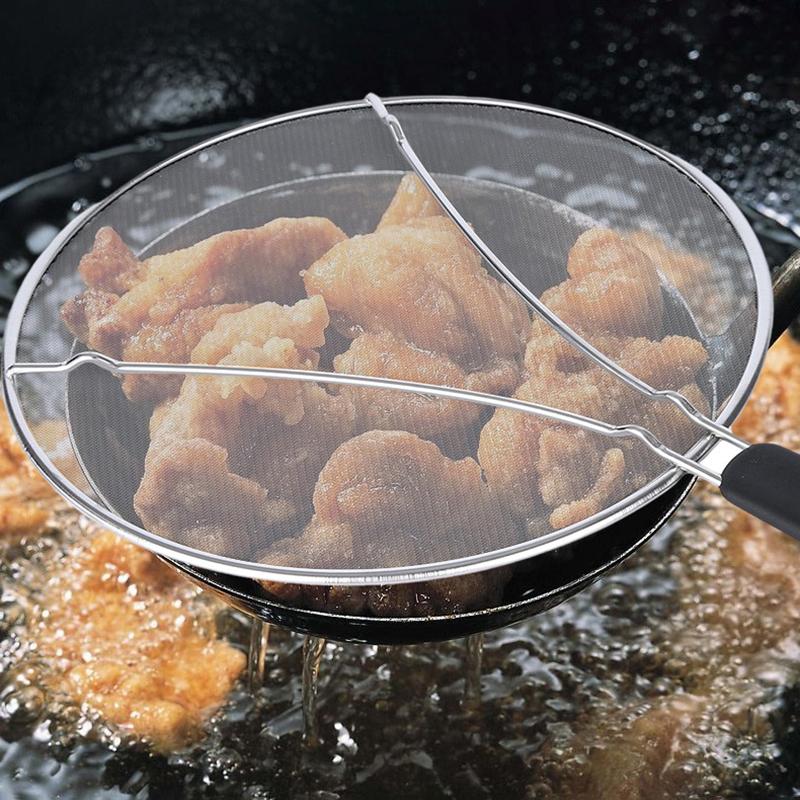 Сетка для защиты от брызг для сковороды - 9,8" 11,4" 13" из нержавеющей стали с мелкой сеткой для защиты от брызг жира с силиконовой ручкой