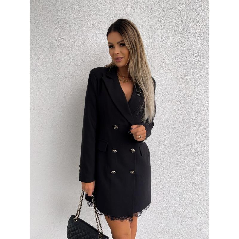 YYFS Women's Fashion Spring Fall Solid Color Print Long Sleeve POLO Neck High Waist Casual Dresses