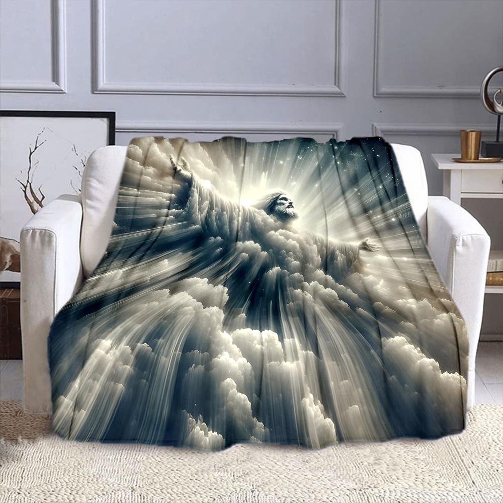 "Heavenly Rays and Divine Clouds" Patterned flannel blanket perfect for the bedroom living room, sofa, or a little nap