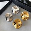 Посеребренные серьги-гвоздики из металла неправильной формы с покрытием из настоящего золота, преувеличенные серьги, серьги для модного темперамента, высокая эстетика