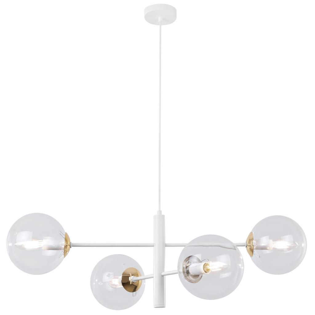 Vicenza Hanging Lamp White And Gold 4-Flat Clear Lamp E14