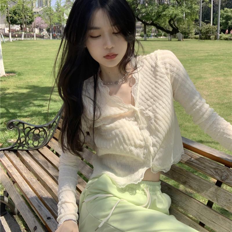 Весна и лето Женская новая кружевная элегантная тонкая рубашка-топ