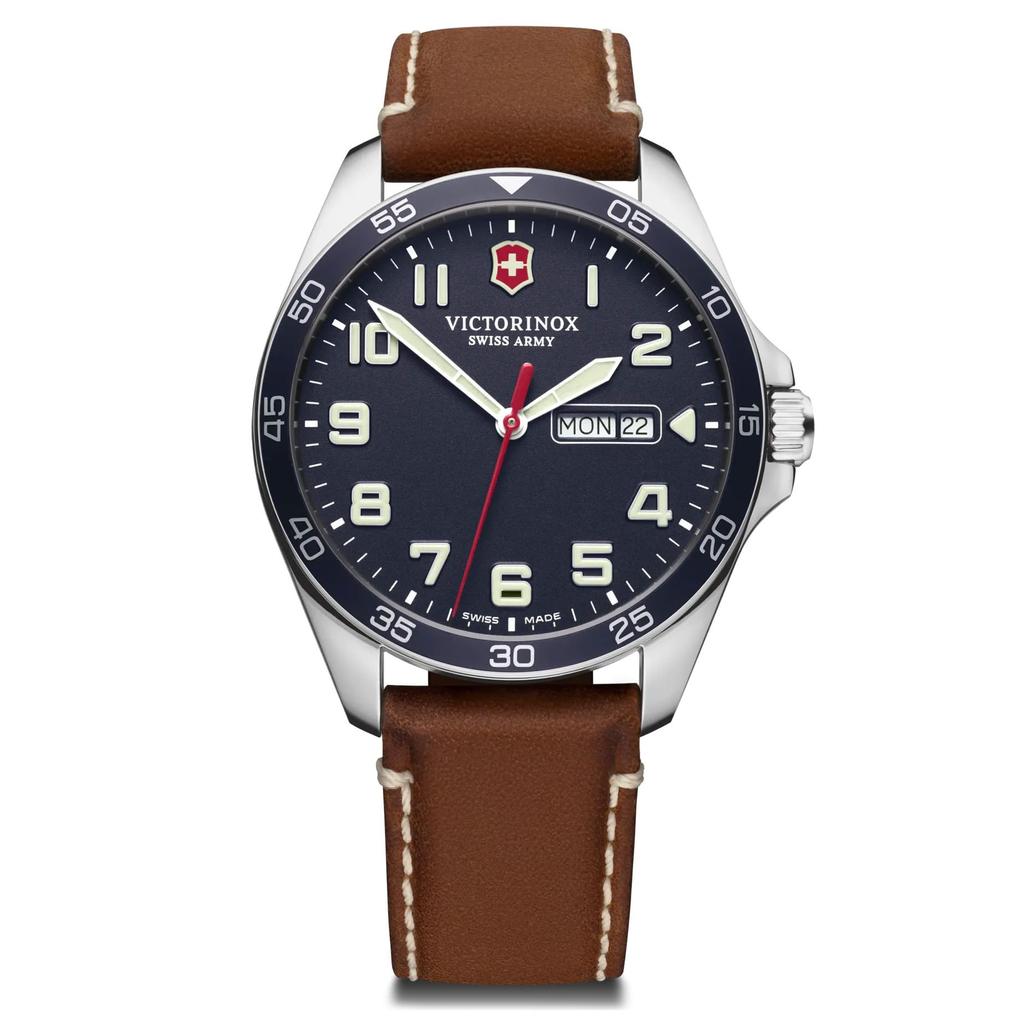 Watch FIELDFORCE Stainless Steel Case Blue Dial Brown Leather Strap Gift 241848 [Victorinox] (316L) []