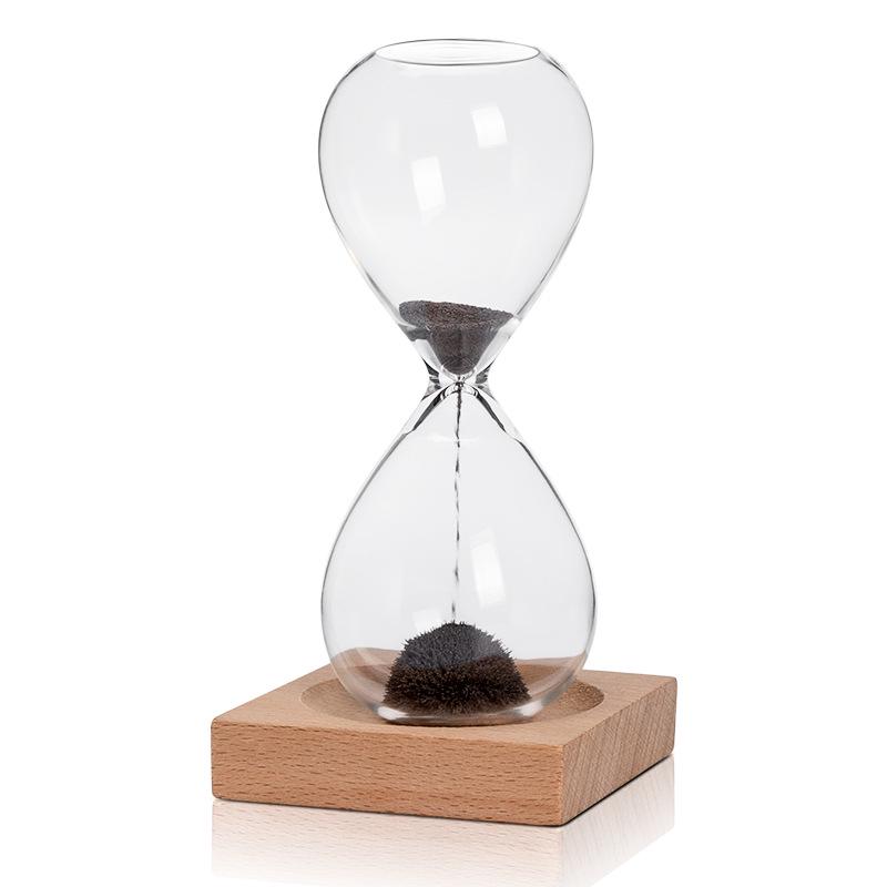 Magnetic Hourglass Timer Decorative Office Desktop Ornament with Quicksand Bottle
