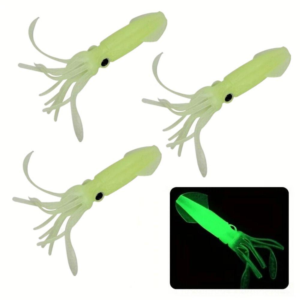 Glow in the Dark Luminous Squid Colorful Tube Artificial Bionic Octopus  Jig Bait