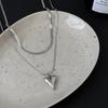 Double Layered Love Heart Pendant Necklace for Women Simple Necklace Chain Jewelry Wholesale